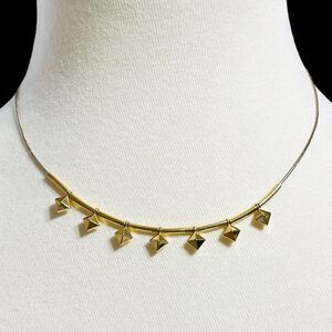Monet Gold Tone Necklace Snake Chain Geometric Stud Charms Tubes Classic Elegant